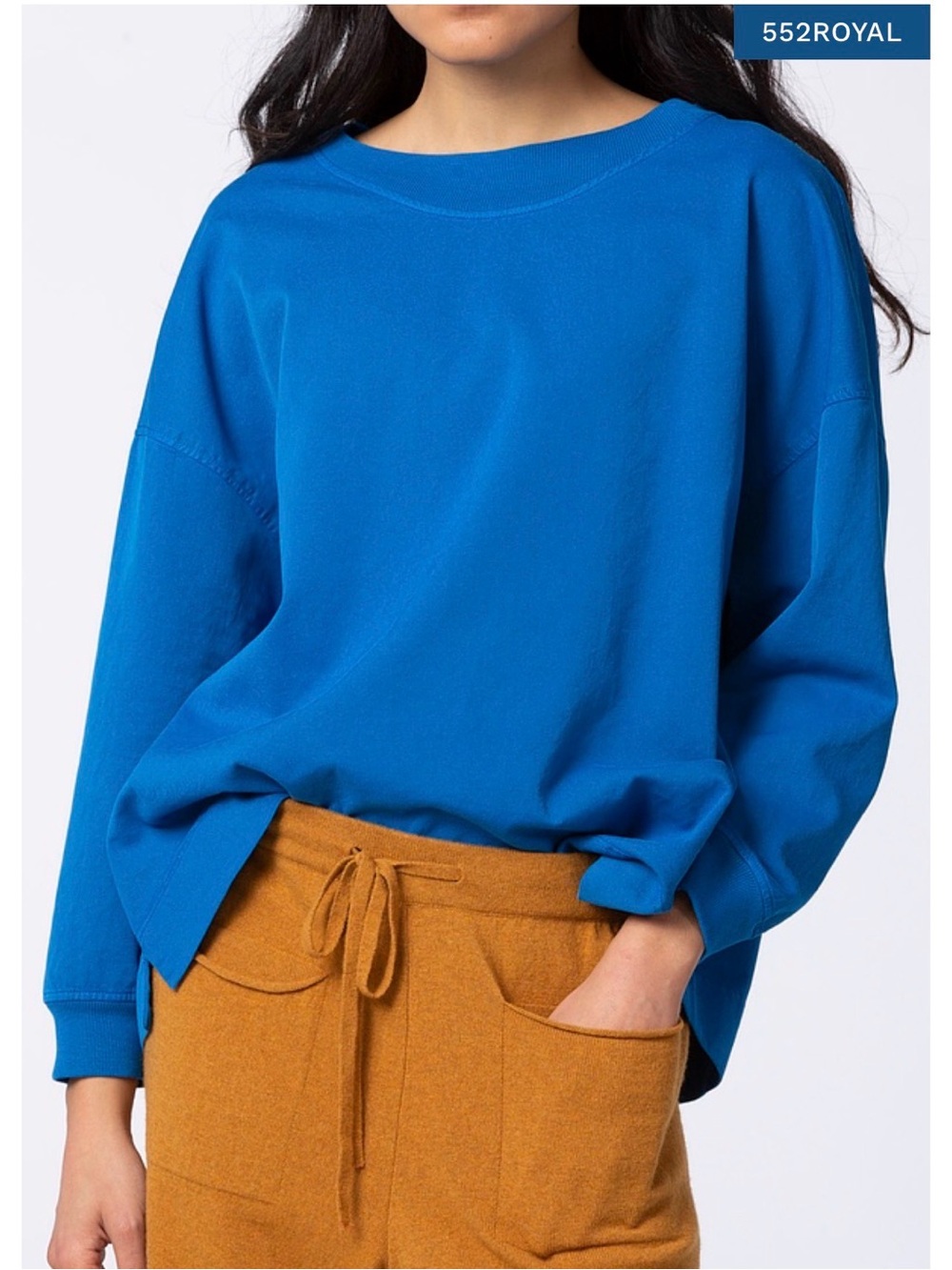 Oska Ischiko Blouse 203 Top Cotton Sweatshirt Blue Lagenlook Boxy Size 2 (Med)